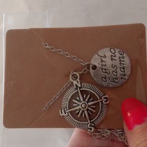 Game of Thrones necklace new Arya a girl has no name compass silver tone